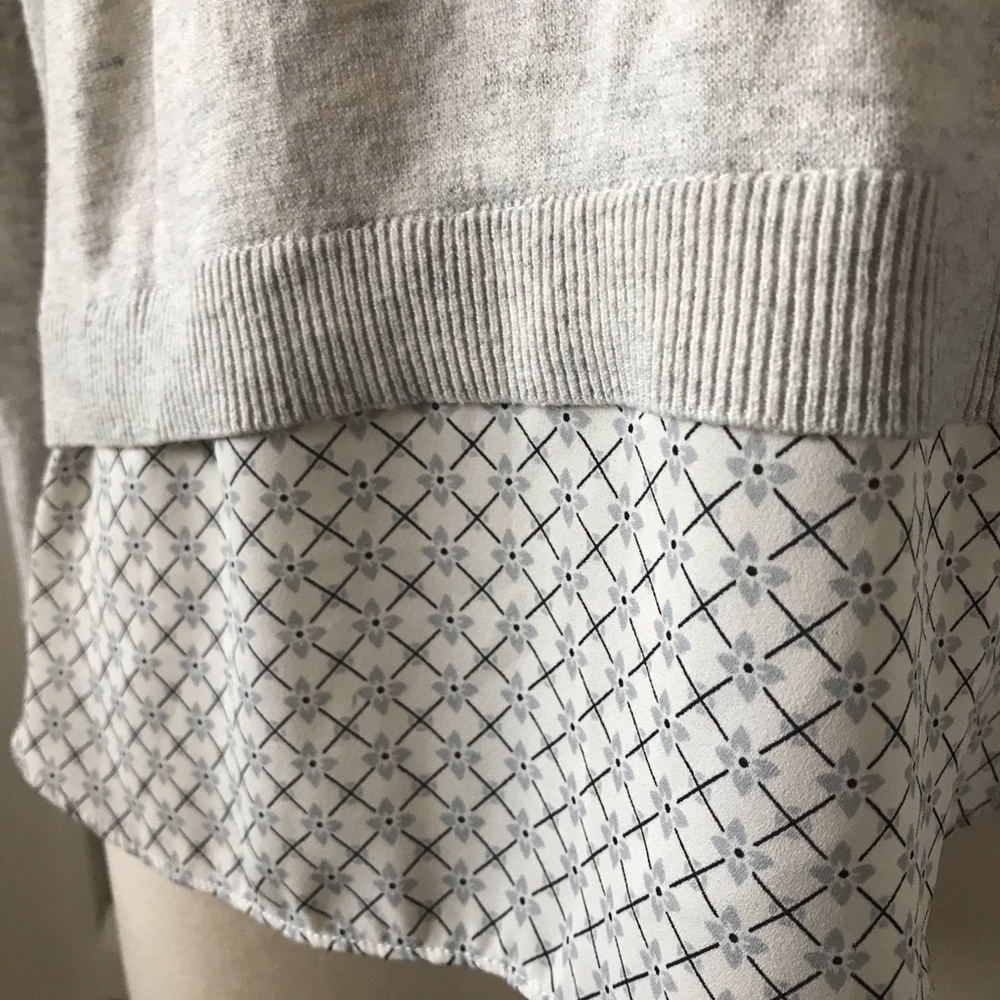 Loft gray small petite sweater peek-a-boo fabric - Picture 6 of 7